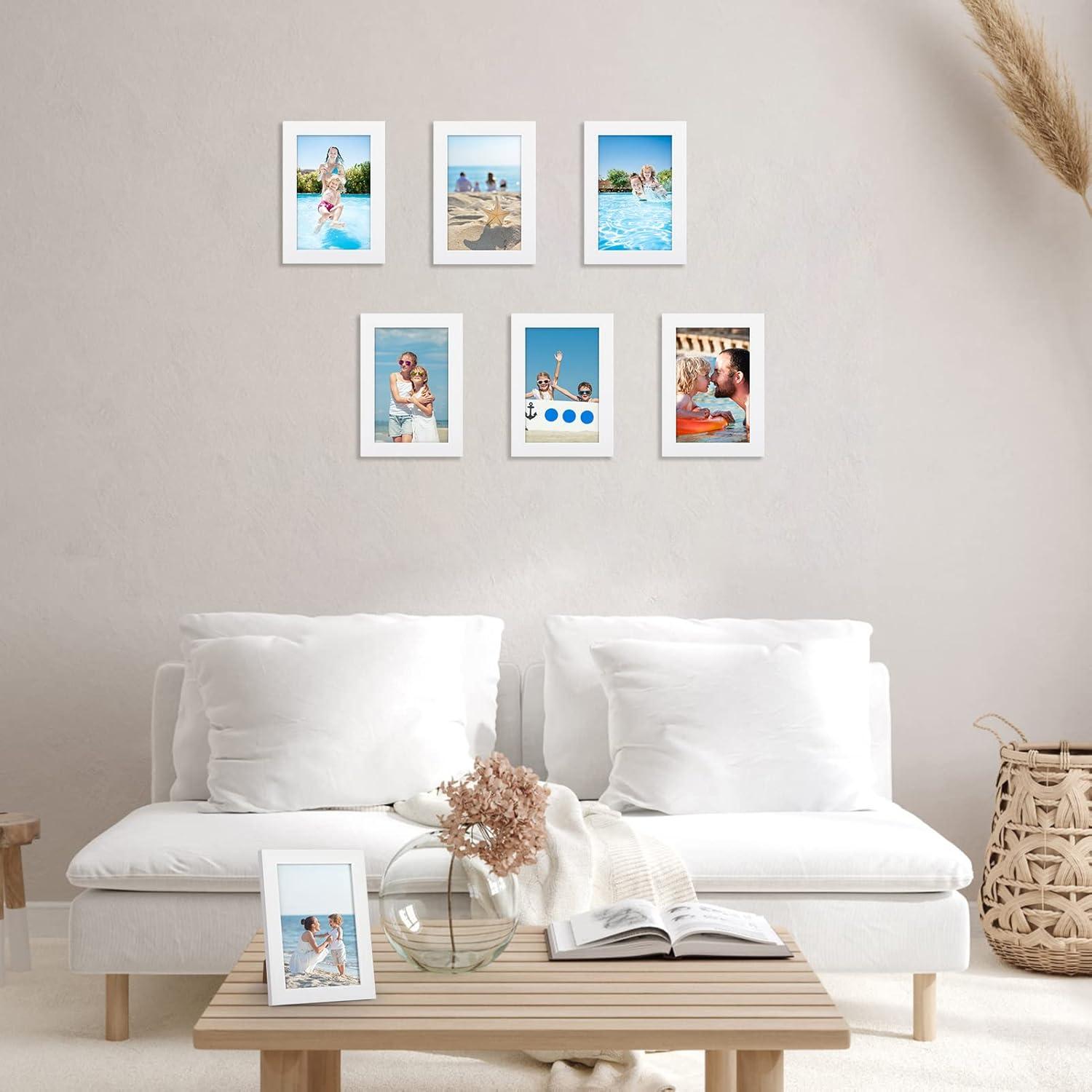 Bilderrahmen 7er Set 10x15cm Moderne Weiß Fotorahmen Set