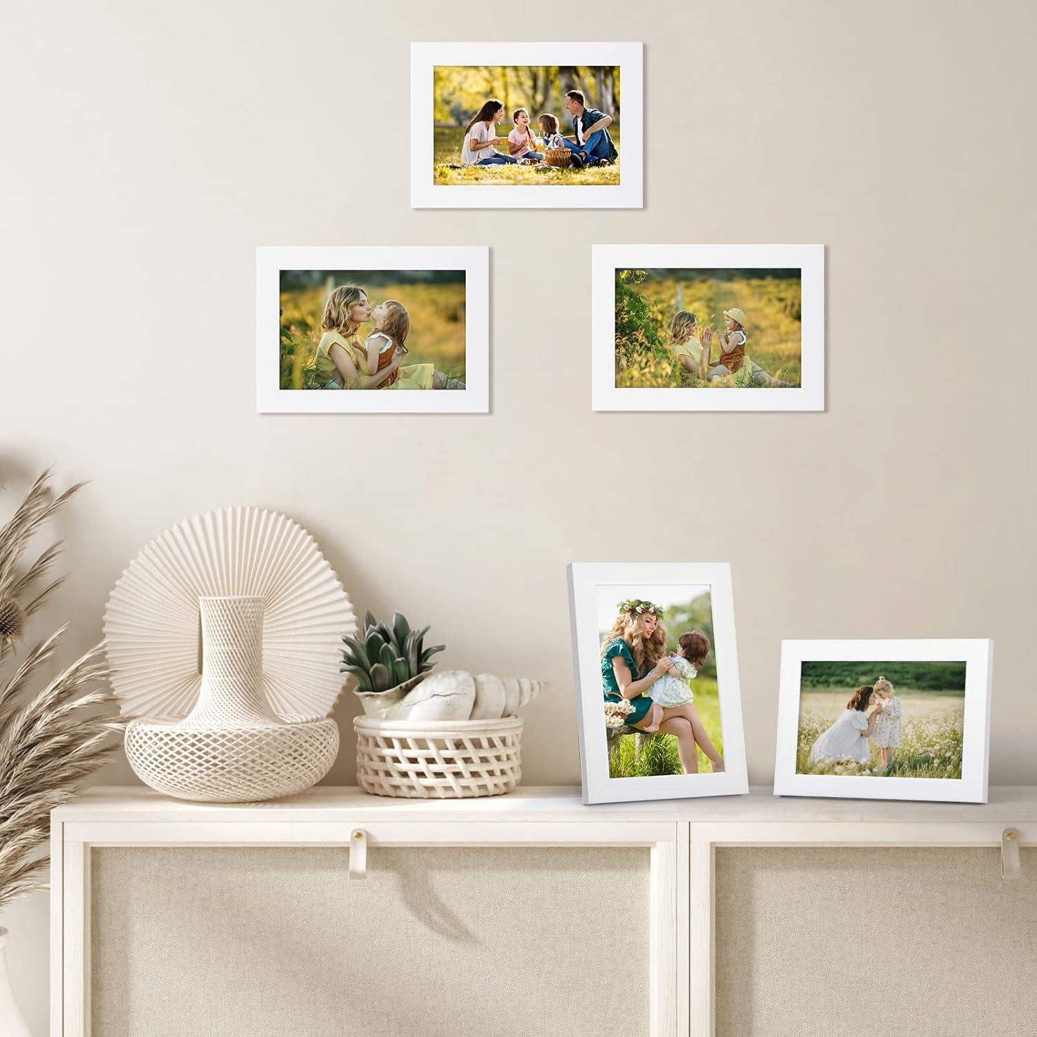 Bilderrahmen Set 7 Stück 10x15 cm Weiß Fotorahmen Collage Wand- oder Tischaufsteller