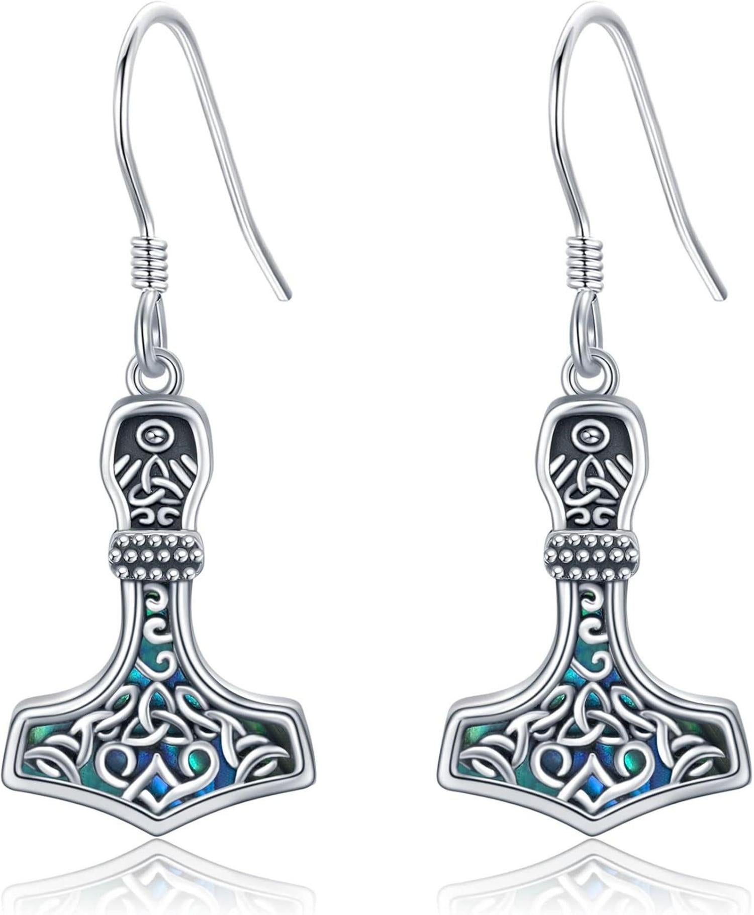 Thor Hammer Ohrringe Sterling Silber Mjolnir Wikinger Baumeln Norse