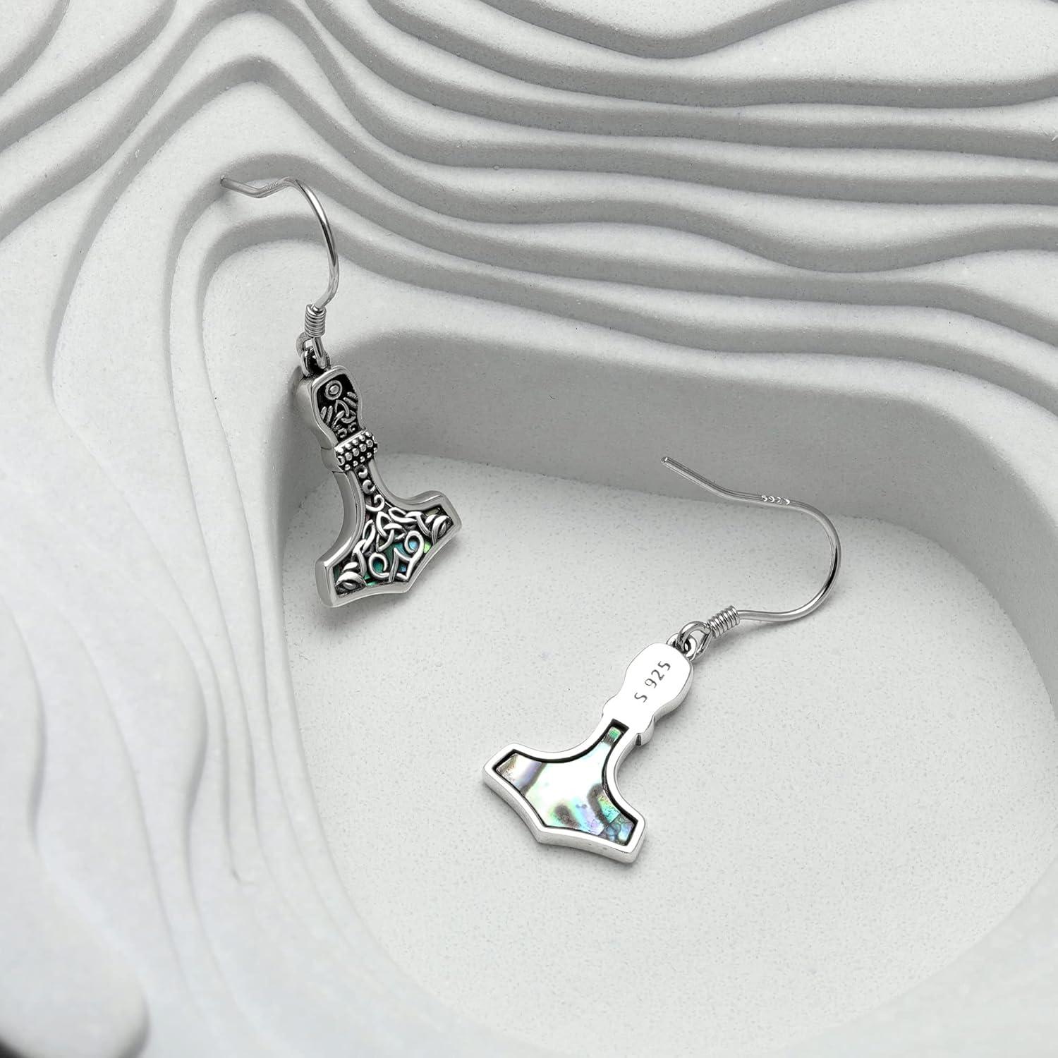 Sterling Silber Mjolnir Hammer Ohrringe Wikinger Schmuck