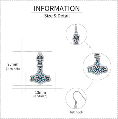 Thor Hammer Ohrringe Sterling Silber Wikinger Schmuck Frauen