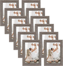 12er Set Graue Galerierahmen 10x15 cm für Fotos und Bilder, Wand- oder