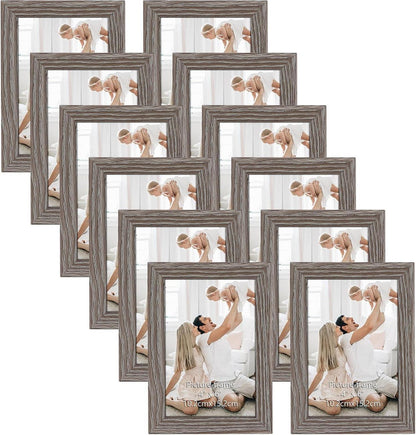 12er Set Graue Galerierahmen 10x15 cm für Fotos und Bilder, Wand- oder