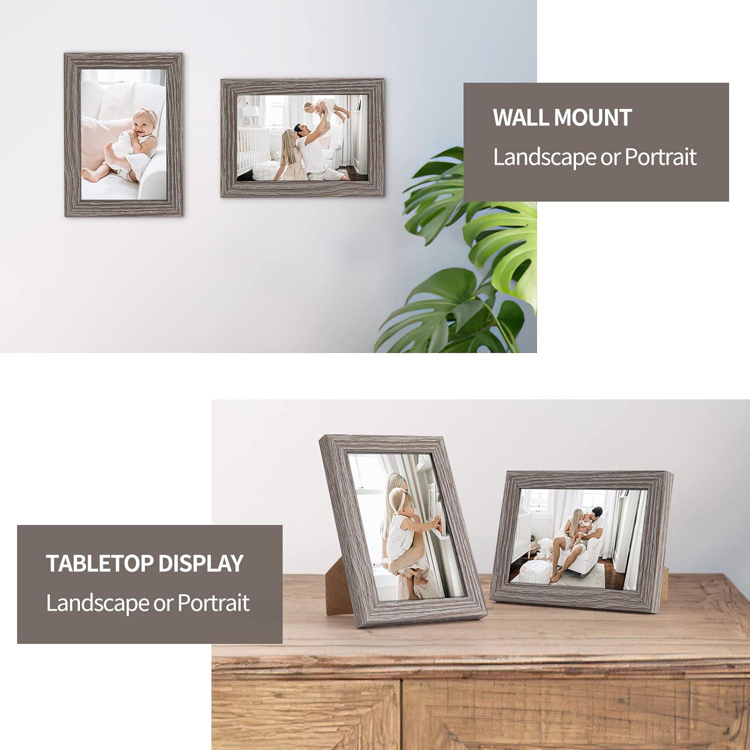 Fotorahmen Set 12x10 cm Grau Holzmaserung Wand Tisch Rahmen Galerie Eleganz