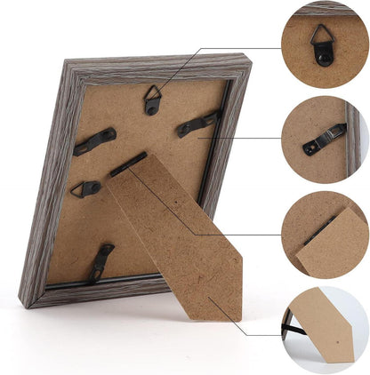 Fotorahmen Set 12x10 cm Grau Holzmaserung Wand Tisch Rahmen Galerie Eleganz