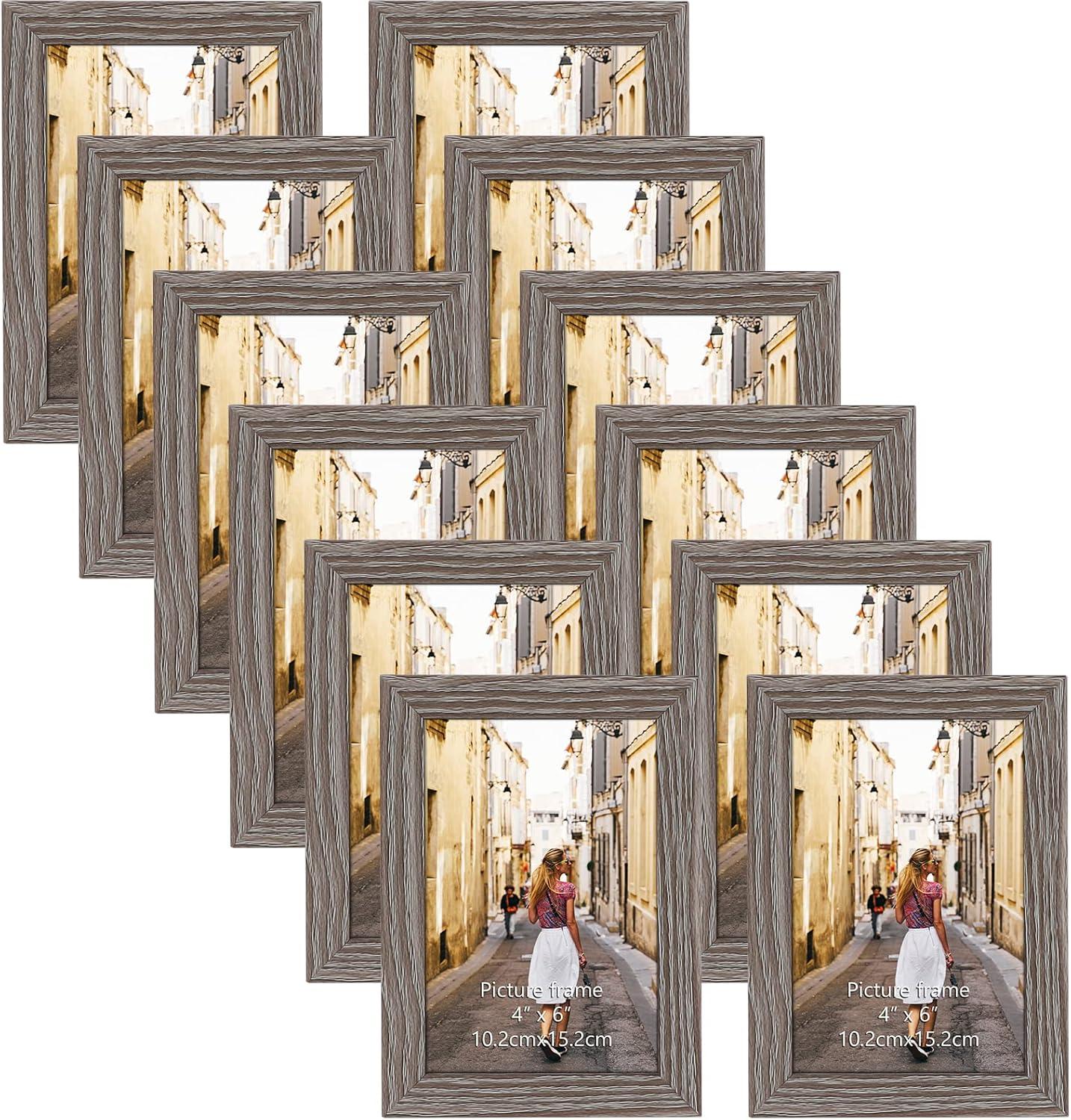 Bilderrahmen Set 12 Stück 10x15 cm Grau Galerierahmen Fotorahmen Collage Wand Tisch
