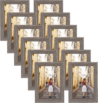Bilderrahmen Set 12 Stück 10x15 cm Grau Galerierahmen Fotorahmen Collage Wand Tisch
