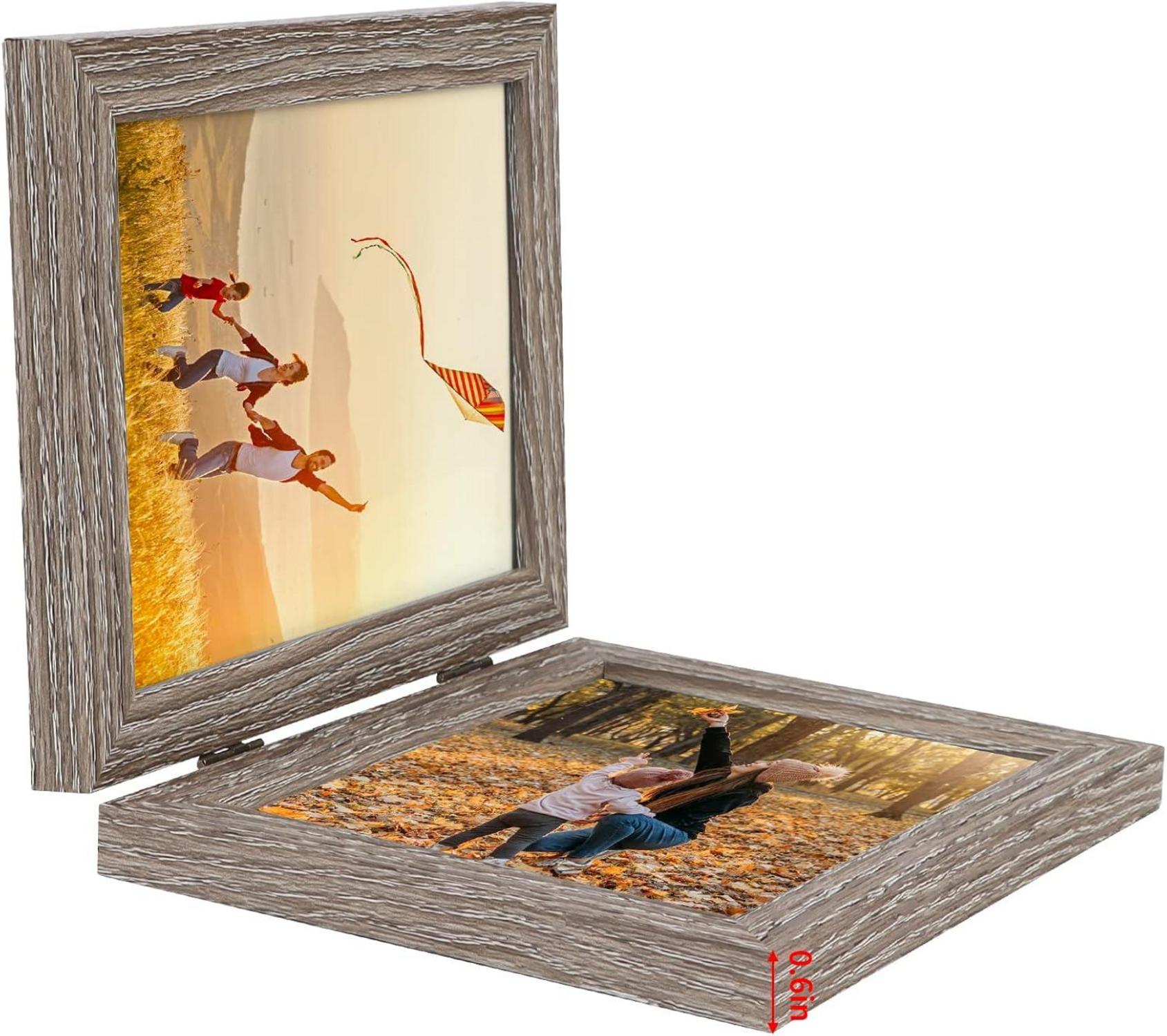 Doppelter Bilderrahmen 13x18 cm Fotorahmen Glas Collage Tisch Grau
