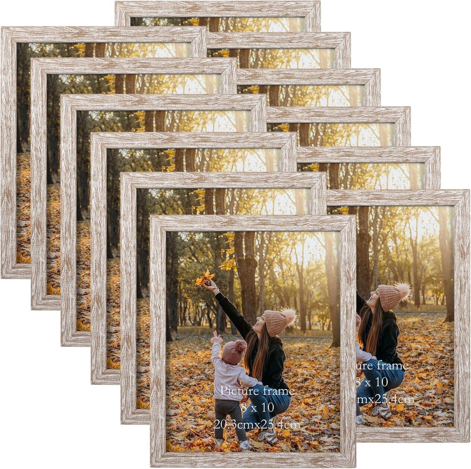 12er Set Bilderrahmen 20x25 cm Beige Fotorahmen Collage Plexiglas