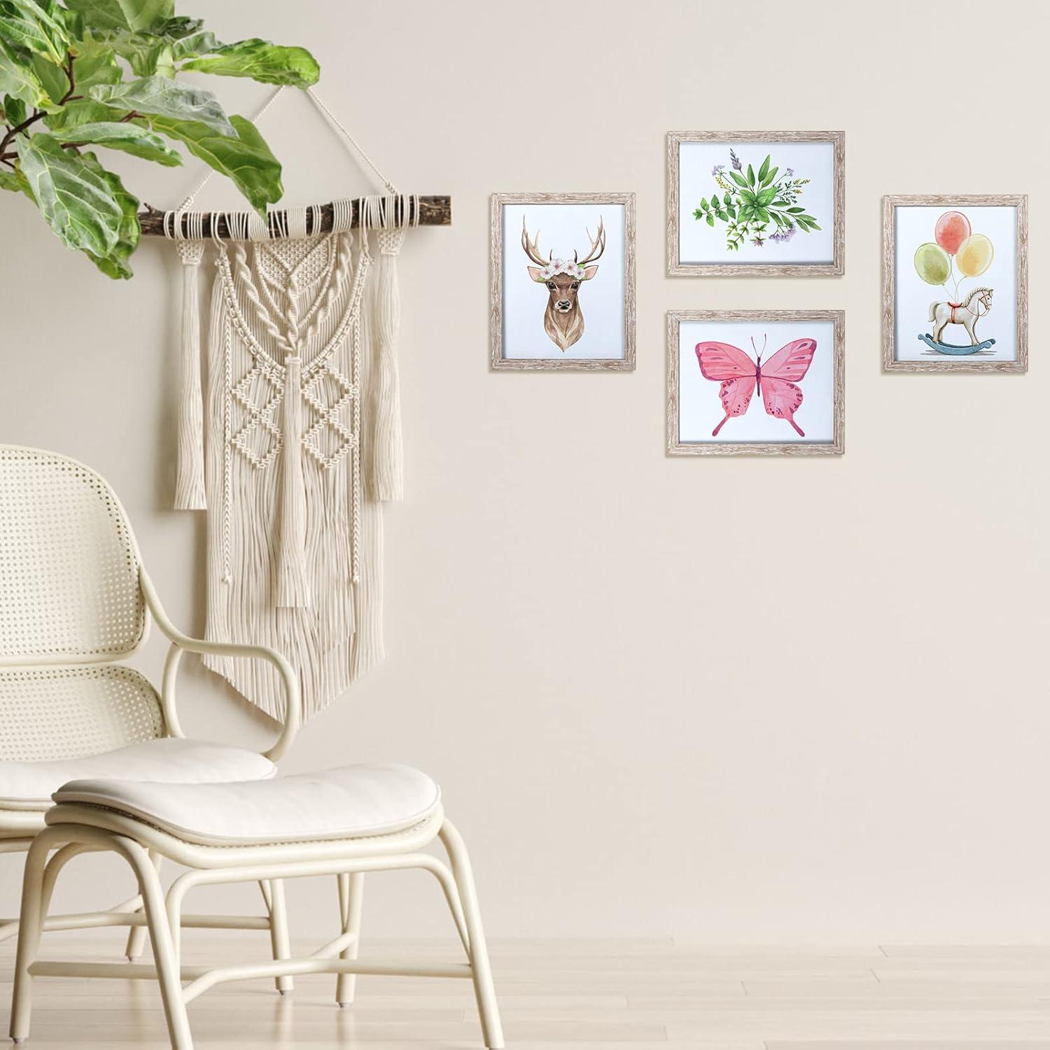 EXYGLO Bilderrahmen Set 12er 20x25cm Beige - Collage Fotorahmen Natur Holz Plexiglas