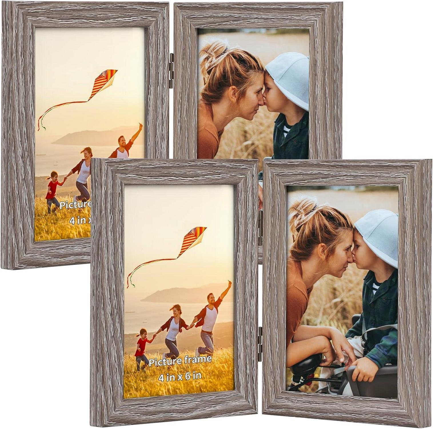 Doppelter Bilderrahmen 10x15 cm, Klappbarer Fotorahmen für 2