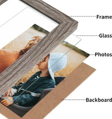 EXYGLO Doppelter Bilderrahmen 10x15 cm, Klappbarer Fotorahmen mit Glas - Grau 2er-Set