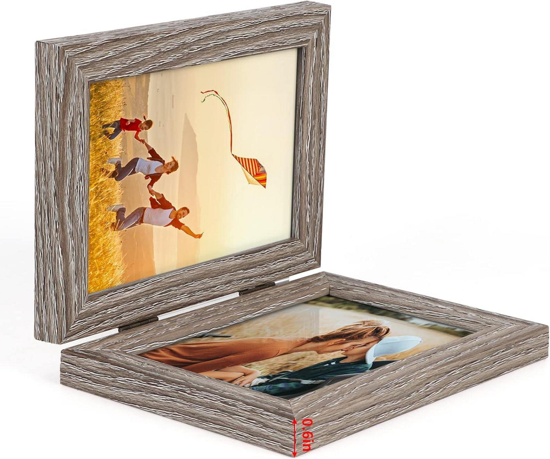 Doppelter Bilderrahmen 10x15 cm Collage Fotorahmen Glas Tisch Grau