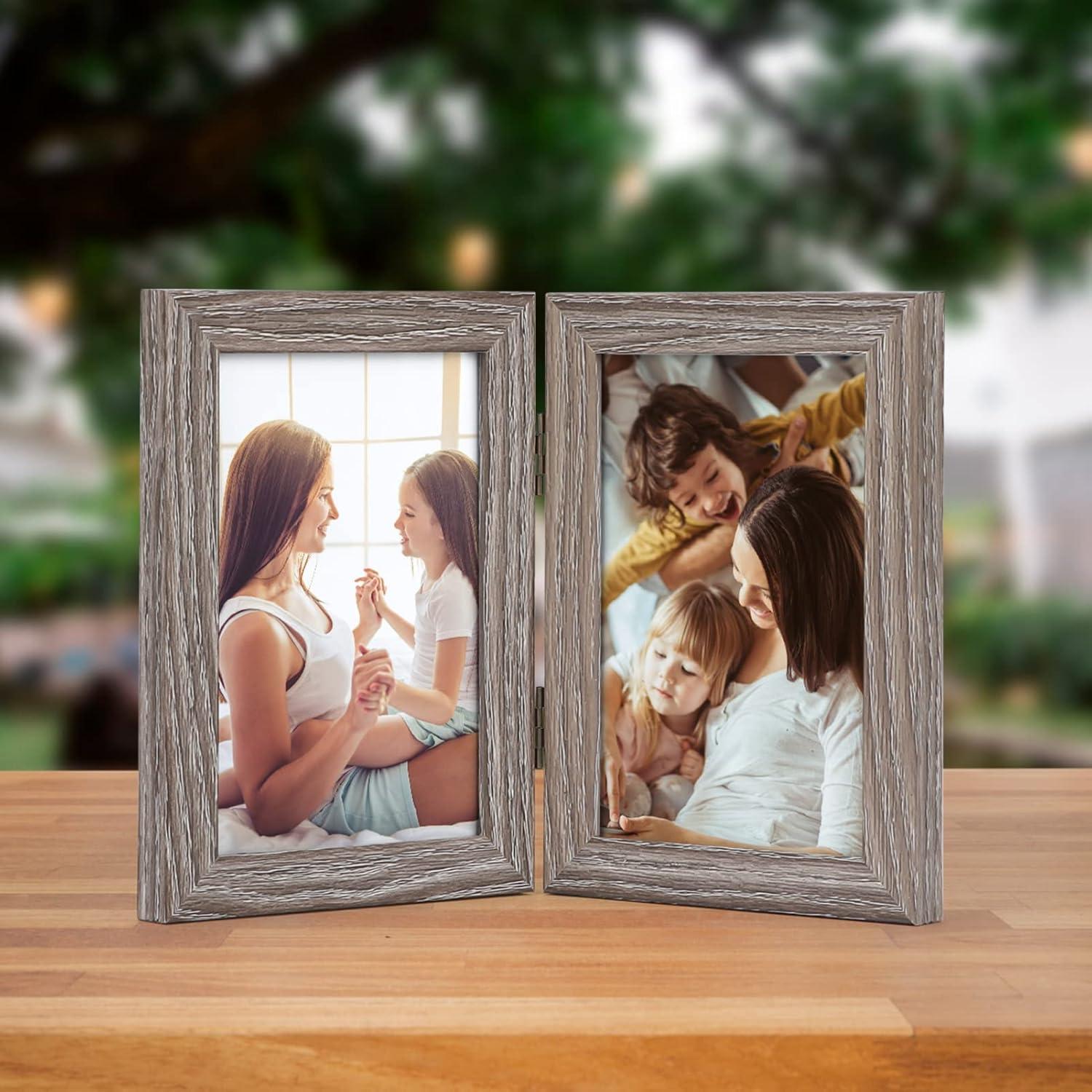 2er-Set Doppelter Bilderrahmen 10x15 cm Klappbarer Fotorahmen Glas 2