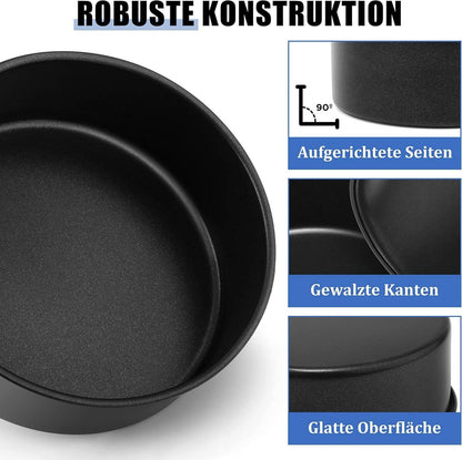 Homikit Edelstahl Backform Set 2er Rund Kuchenform 16cm Antihaft