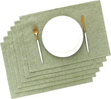 Abwaschbare Stoff Tischsets 6er Set Grün Leinen Platzdeckchen 48 x 33