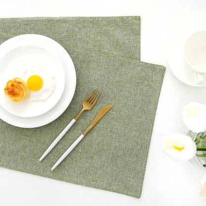 Stoff Tischsets Abwaschbar Grün 6er Set Platzdeckchen Leinen 48x33cm