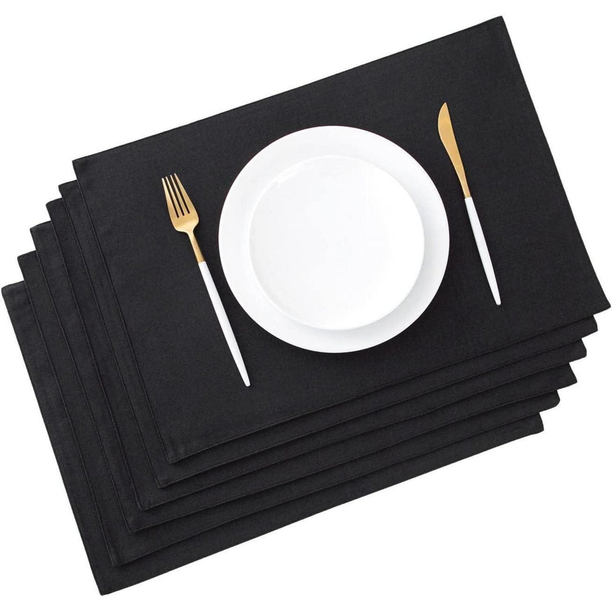 Tischset 6er Set abwaschbar Polyester 48x33 cm Schwarz