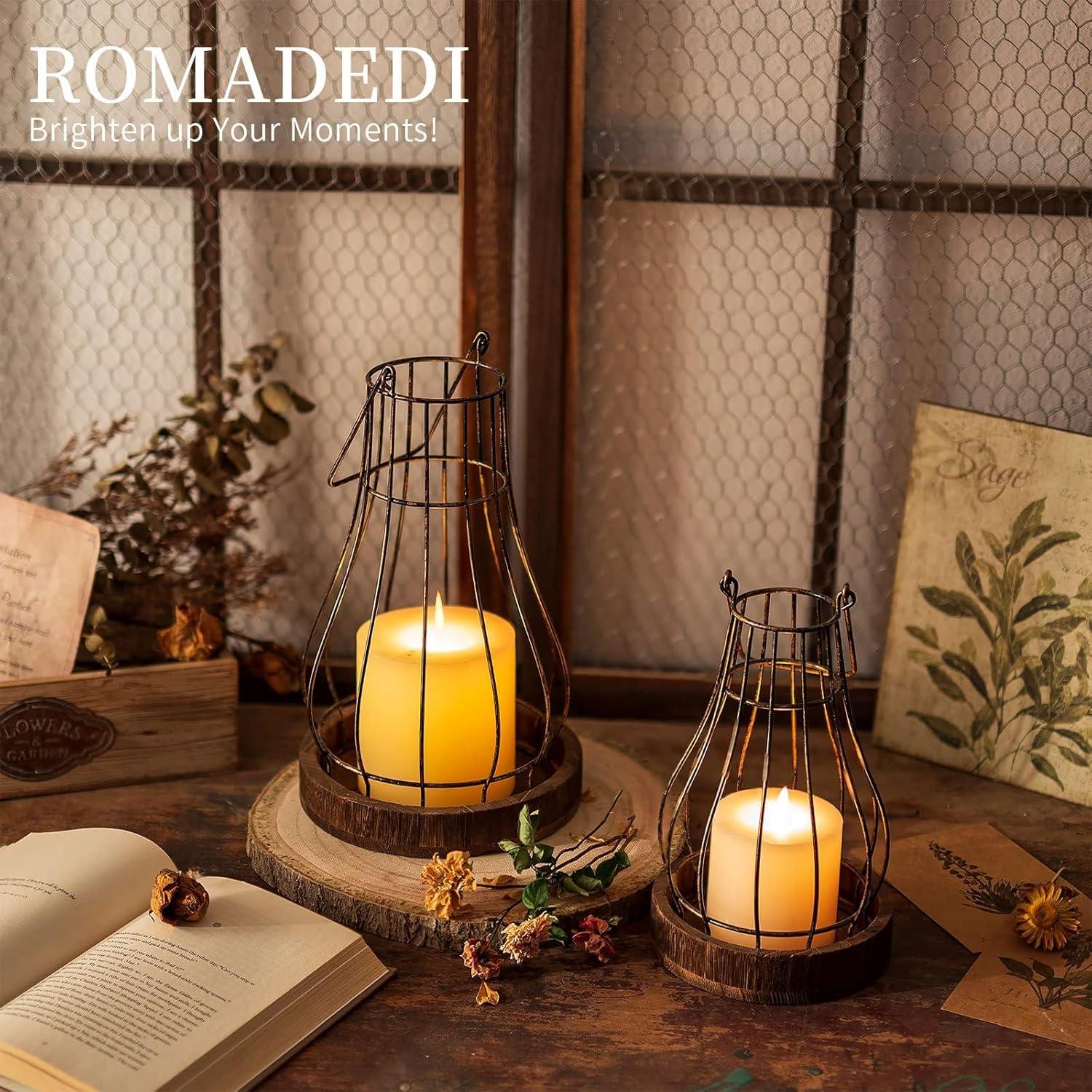 Romadedi Holzlaterne Kerzenhalter Landhausstil Vintage Weihnachten Tischdeko