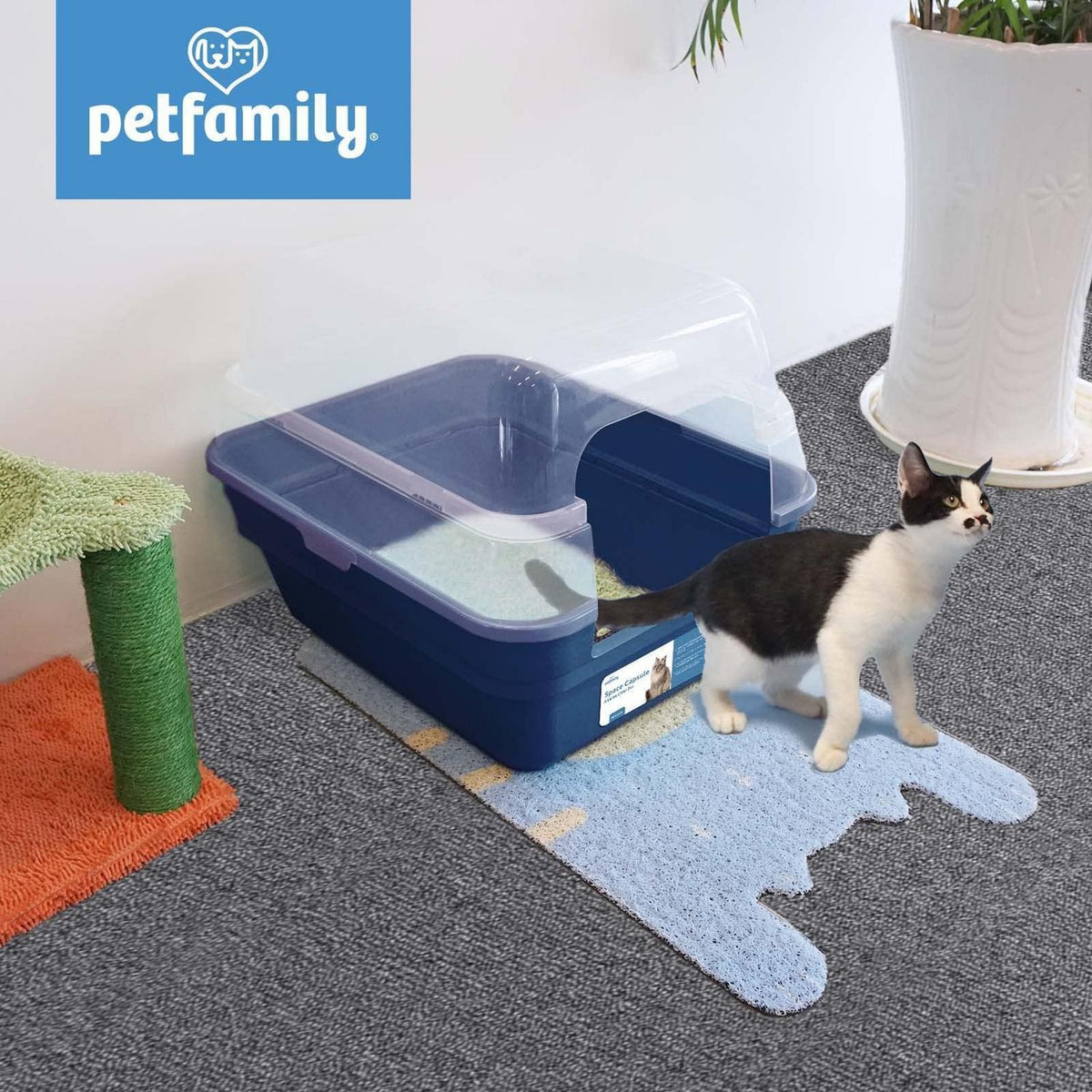 Katzenklo 3in1 mit Deckel, Groß, Marineblau