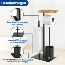 Edelstahl Klopapierhalter Stehend mit Klobürste und