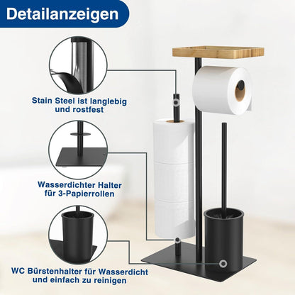 Edelstahl Klopapierhalter Stehend mit Klobürste und