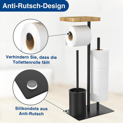Edelstahl Klopapierhalter mit Klobürste und Ablage