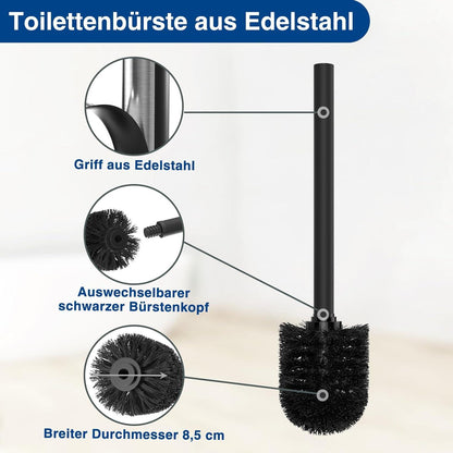Edelstahl Toilettenpapierhalter mit Klobürste und Feuchttücher Box