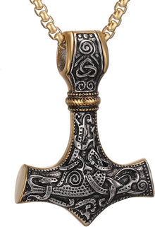 Viking Thors Hammer Halskette Mjolnir Wikinger Runen Edelstahl