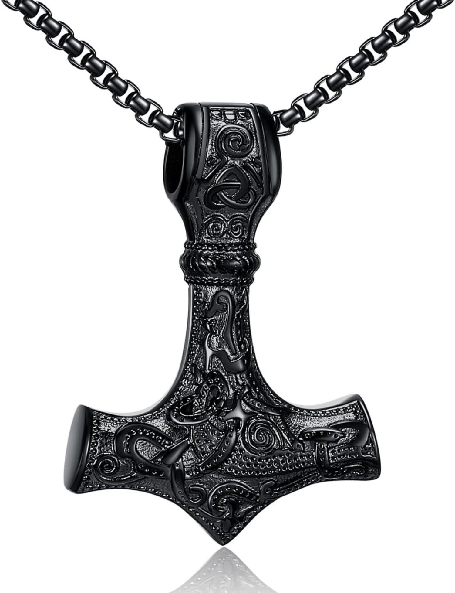 Wikinger Thor Hammer Halskette Edelstahl Runen Geschenke Männer