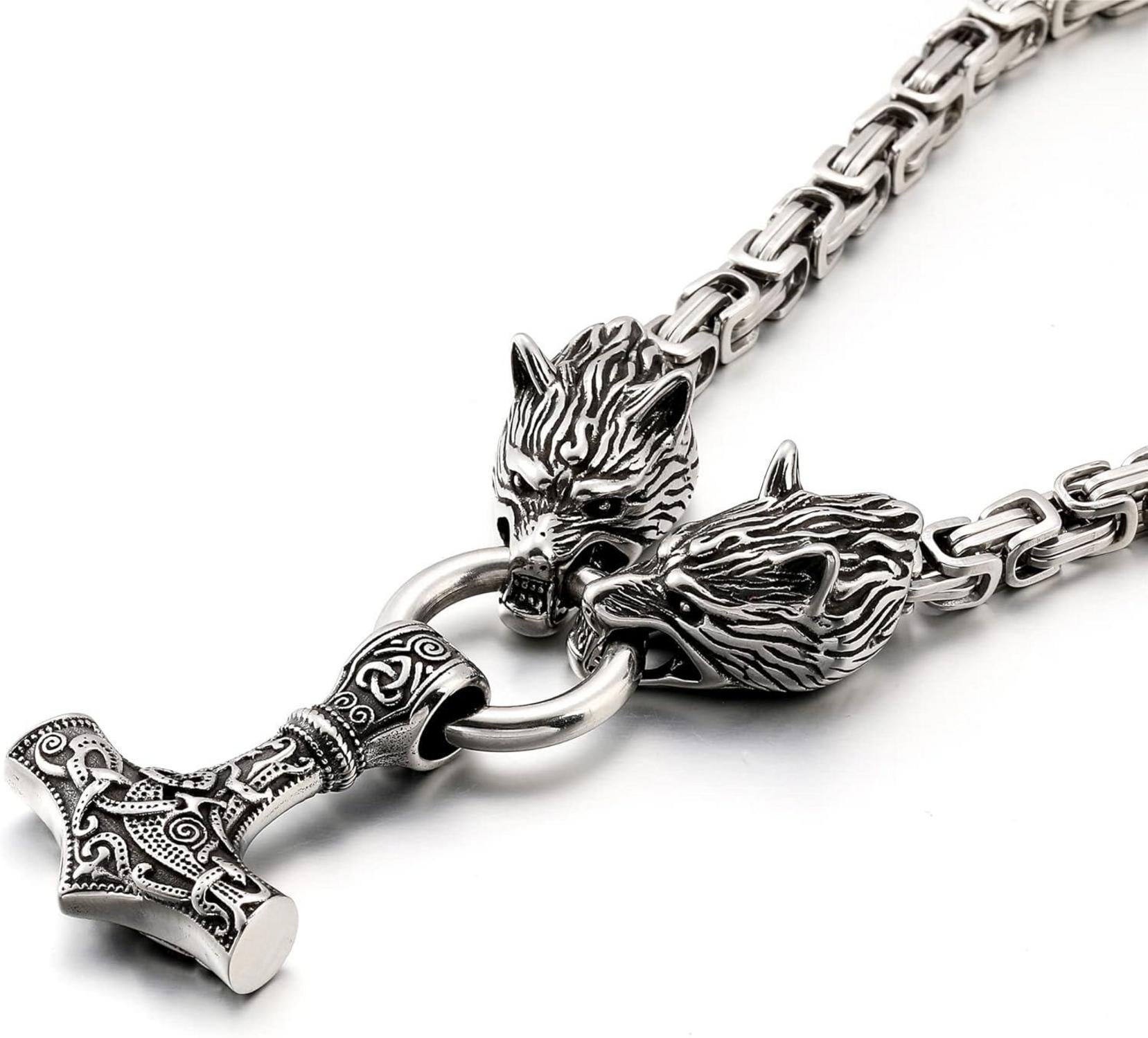 Wikinger Thors Hammer Halskette Edelstahl Runen Schmuck