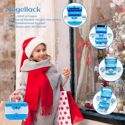 Kinderschminke Set Mädchen Frozen 57 PCS Make Up Schminkkoffer Kindergeburtstag - Blau
