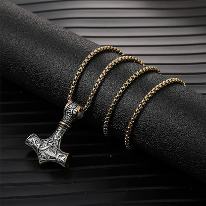 AFSTALR Thors Hammer Halskette - Wikinger Schmuck Edelstahl