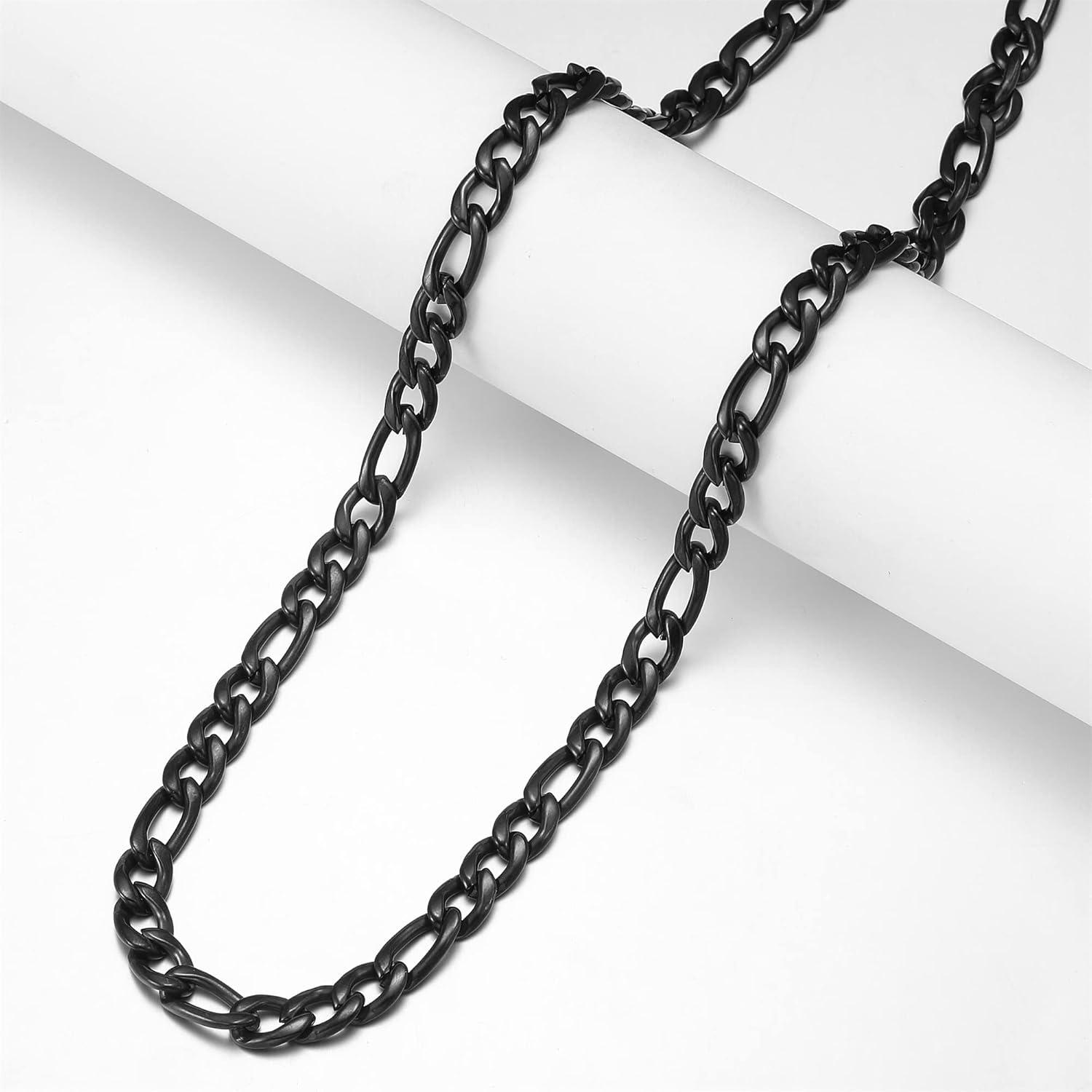 Herren Silber Panzerkette Edelstahl Figaro-Halskette 9mm 45-65cm
