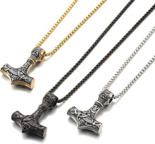 Wikinger Thors Hammer Halskette Edelstahl Silber/Gold