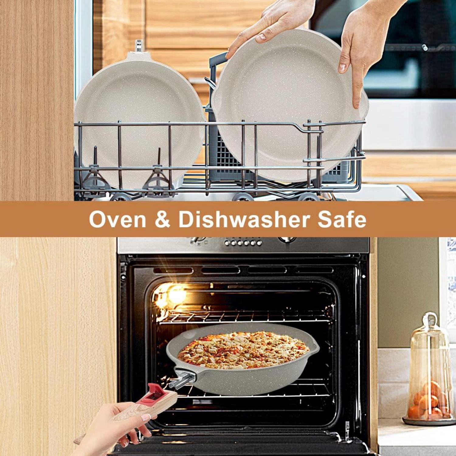 Bobikuke Bratpfanne 28cm mit Deckel Antihaft Abnehmbarer Griff Herd Backofen