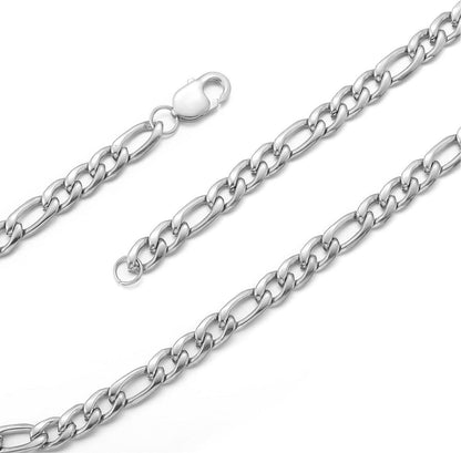 Herren Silber Edelstahl Panzerkette Figaro-Halskette 9mm 45-65cm