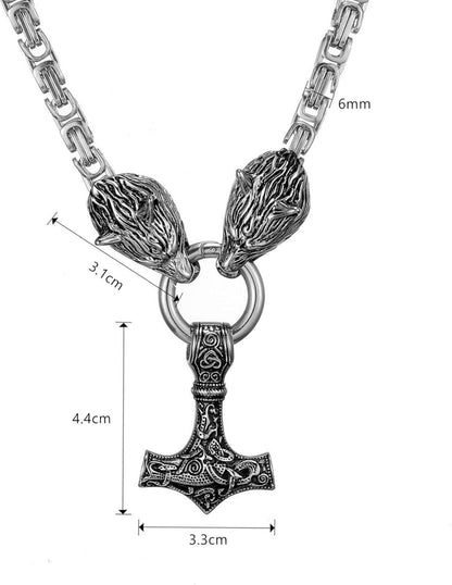 Wikinger Thors Hammer Halskette Edelstahl Runen Geschenke Männer