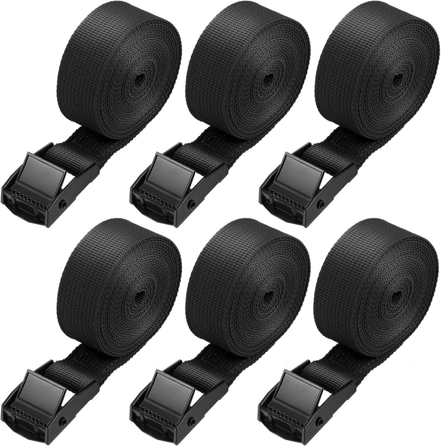 6er Pack Spanngurte schwarz 2,5m klemmschloss Fahrrad Motorrad