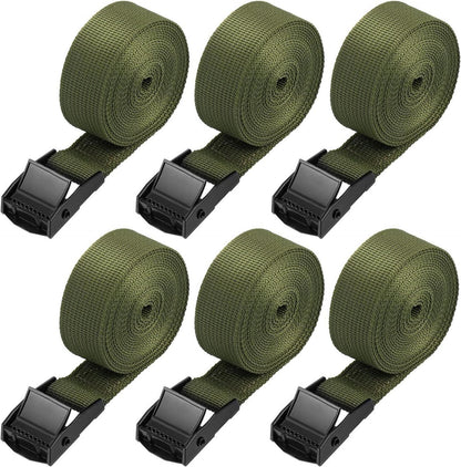Spanngurte Zurrgurte mit klemmschloss 2,5 m verstellbar Grün 6er Pack