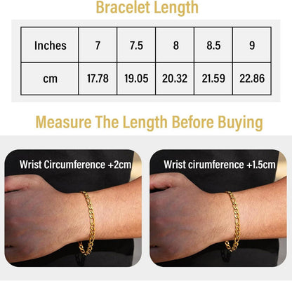 VEXXS 6/8mm Herren Figaro Panzerkette Armband 18K Gold beschichtet