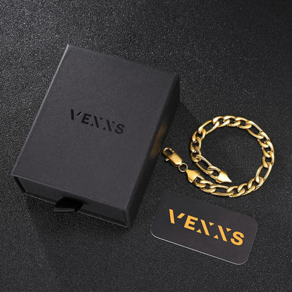Herren Figaro Armband 18K Gold beschichtet Panzerkette 8mm