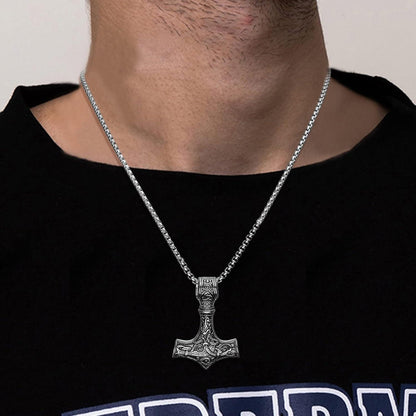 Wikinger Thors Hammer Halskette Edelstahl Runen Mjolnir Geschenk Mann