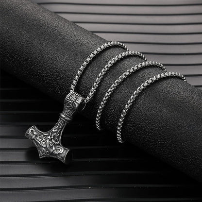 Wikinger Thors Hammer Halskette - Nordische Mythologie Mjolnir Edelstahl