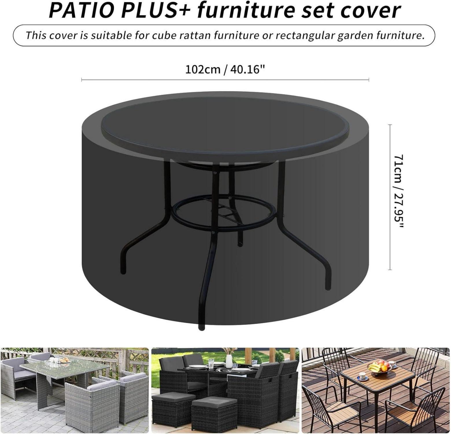 Patio Plus Abdeckung für runden Tisch wasserdicht 102x71cm