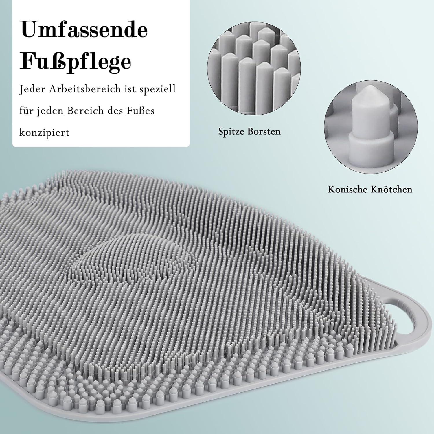 Fußbürste Dusche Große Fußwaschmatte Rutschfest Peeling Massage Fußgesundheit Grau 44x33cm