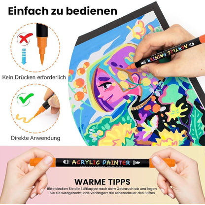 Acrylstifte 18 Farben Dual Tip wasserfest für