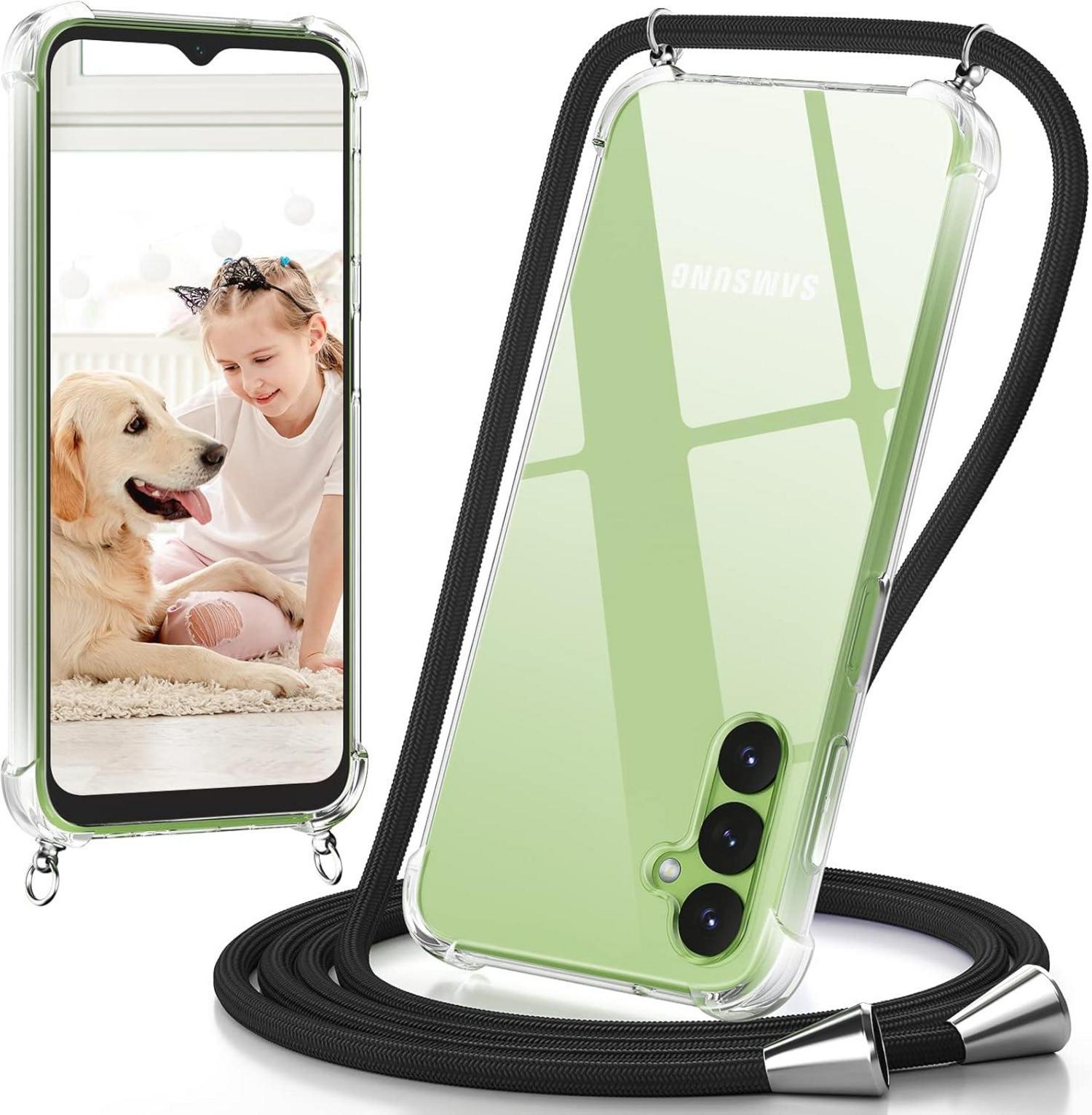 Handykette mit Band für Samsung Galaxy A14 Handyhülle Schwarz