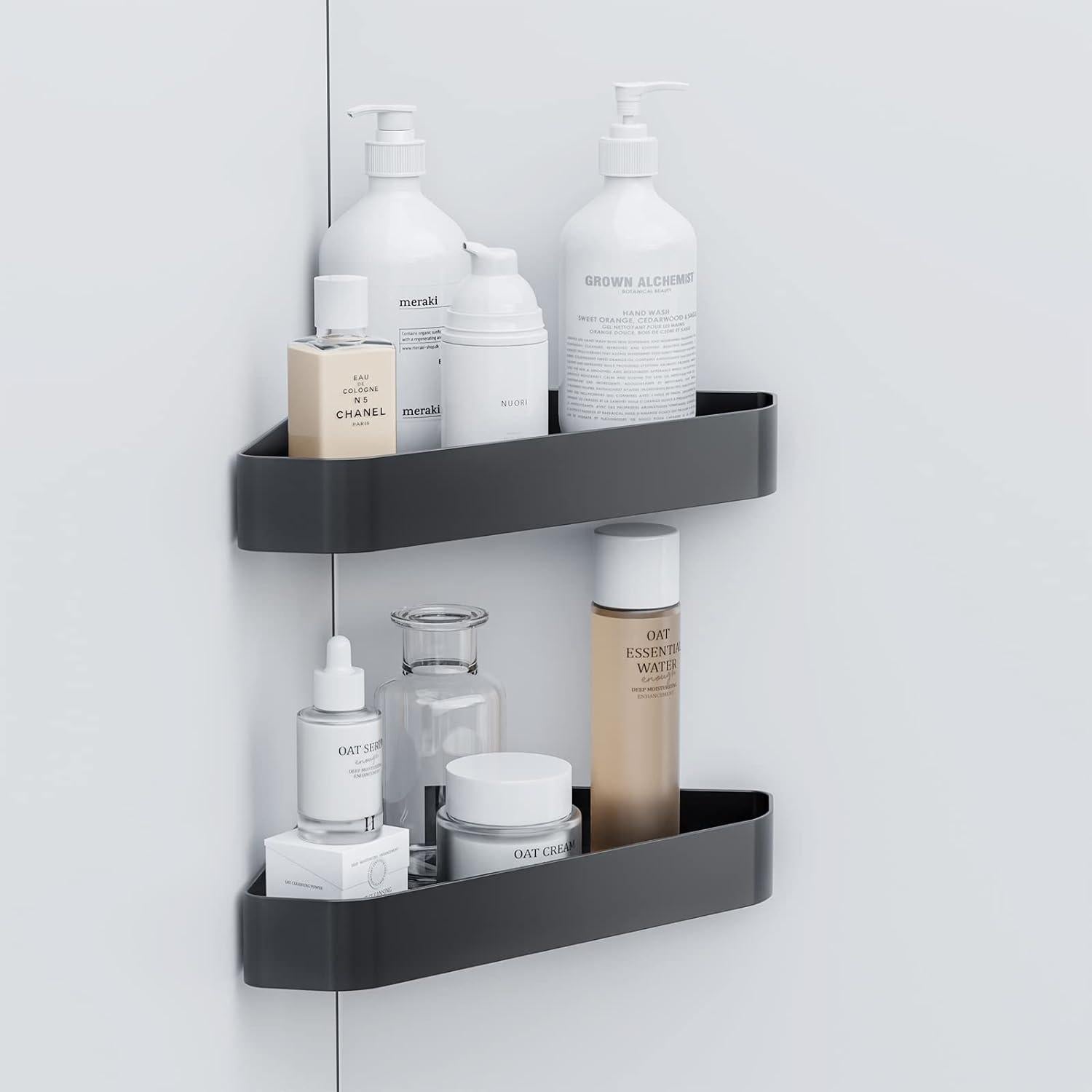 Duschablage Schwarz ohne Bohren Organizer Edelstahl für dusche