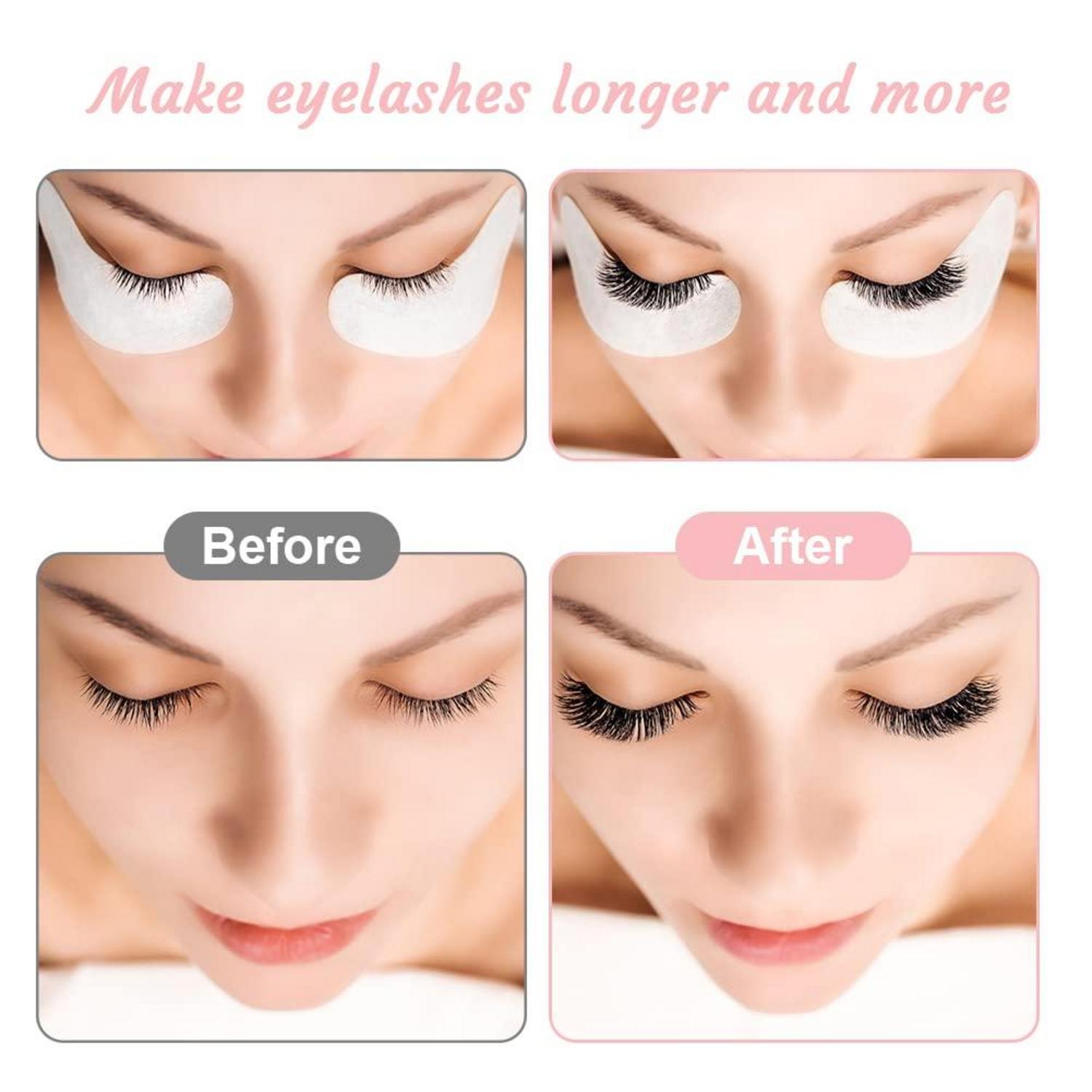 URAQT Augenpads 50 Paar mit 10 Wimpernbürsten - Wimpernverlängerung Augen Patch